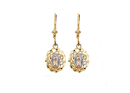Three Tone Plated Mother Mary Fashion Earring